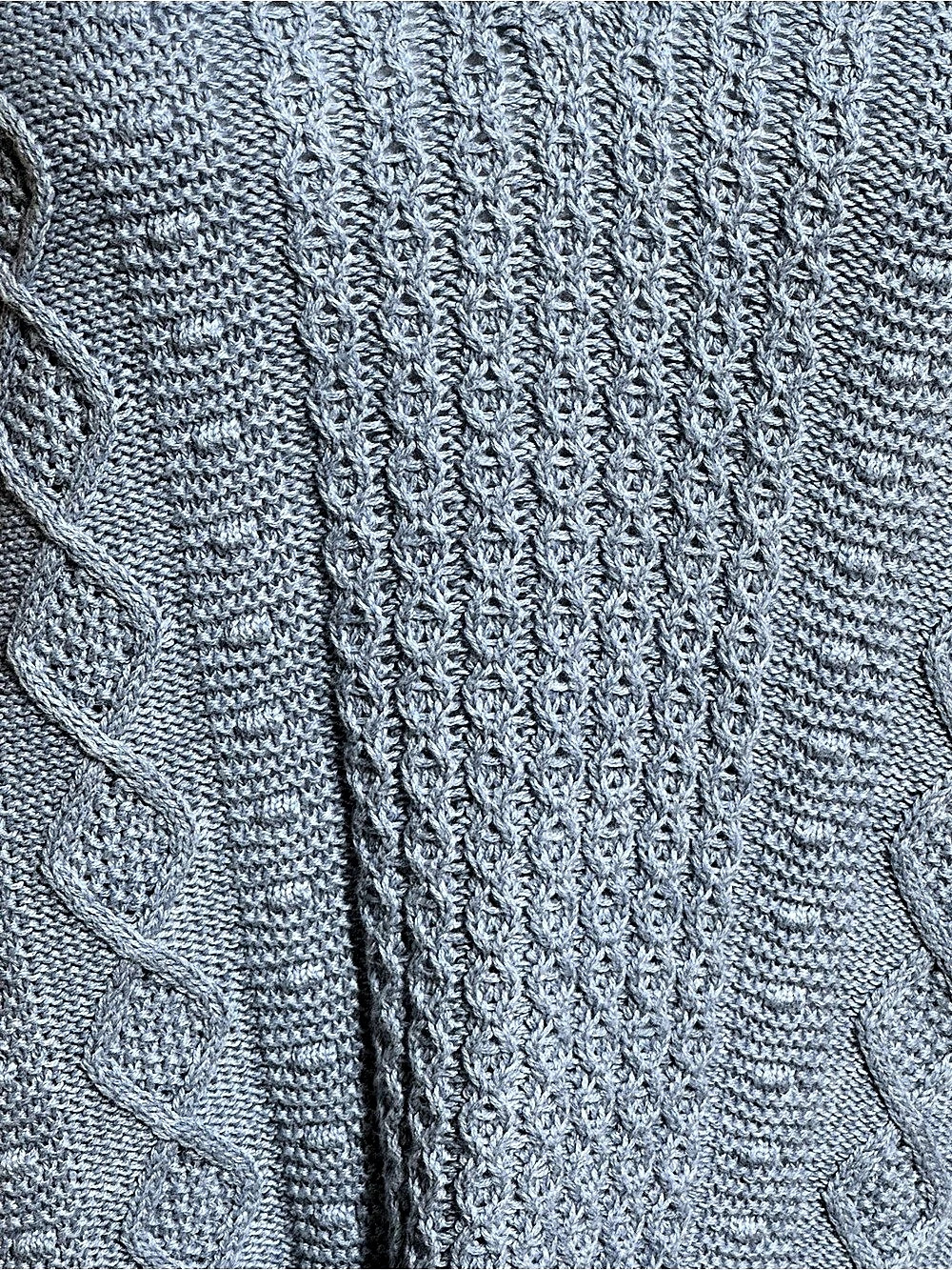 Jeanne Pierre Cable Knit V-Neck Sweater Blue Medium NWT - Picture 6 of 8